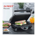 Sankey Sandwichera Panini Grill | Tapa Flotante Ajustable | 1500W | Negro Plateado