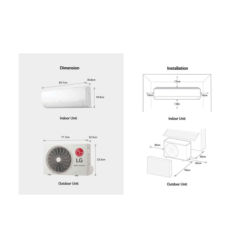 LG Aire Acondicionado Split Dual Inverter 9,000 BTU  DUALCOOL | Rápido Enfriamiento | Modo Silencioso | 220v