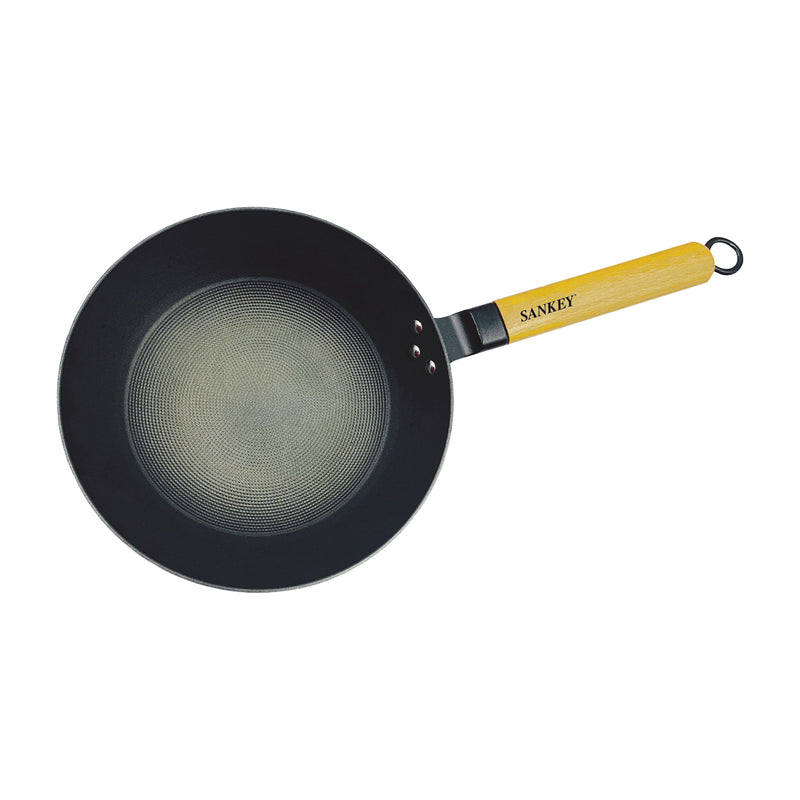 Sankey Sartén Wok de 30cm | Superficie de Panal de Abeja | Antiadherente | Negro