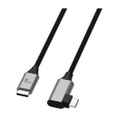 Xtech Cable USB C a USB C en Forma de L | 3.04 Metros | Negro Plateado