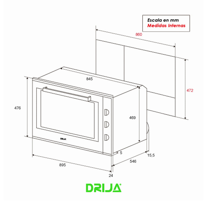 Drija América 90 Gas Grill Horno Multifuncional Empotrable a Gas