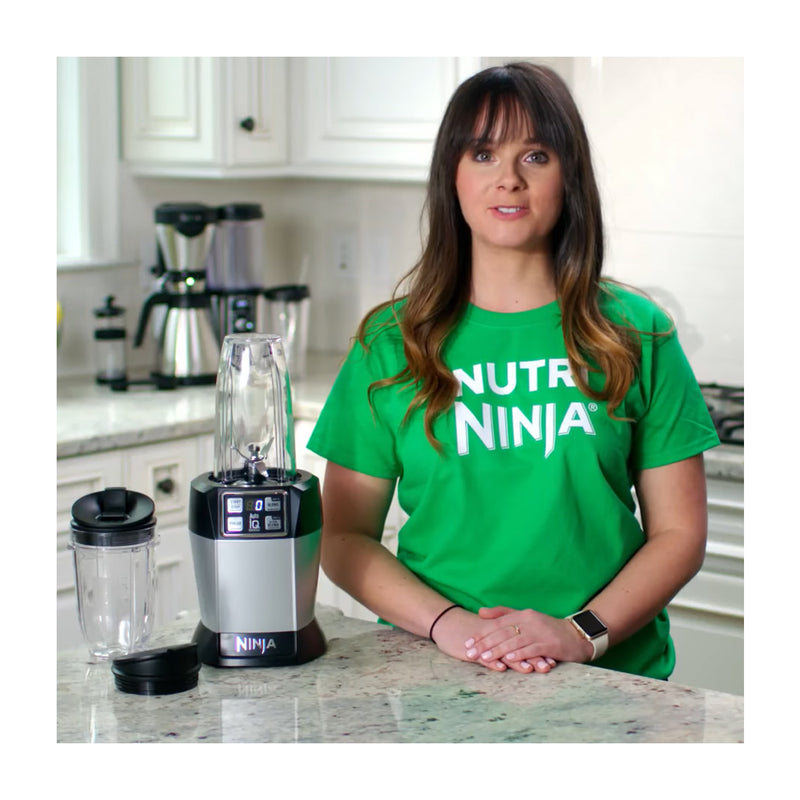 Ninja Nutri Ninja Licuadora / Extractor de Nutrientes | Auto-IQ | Función de Pulso | 1000W | 0.7L & 0.5L | Plateado Negro