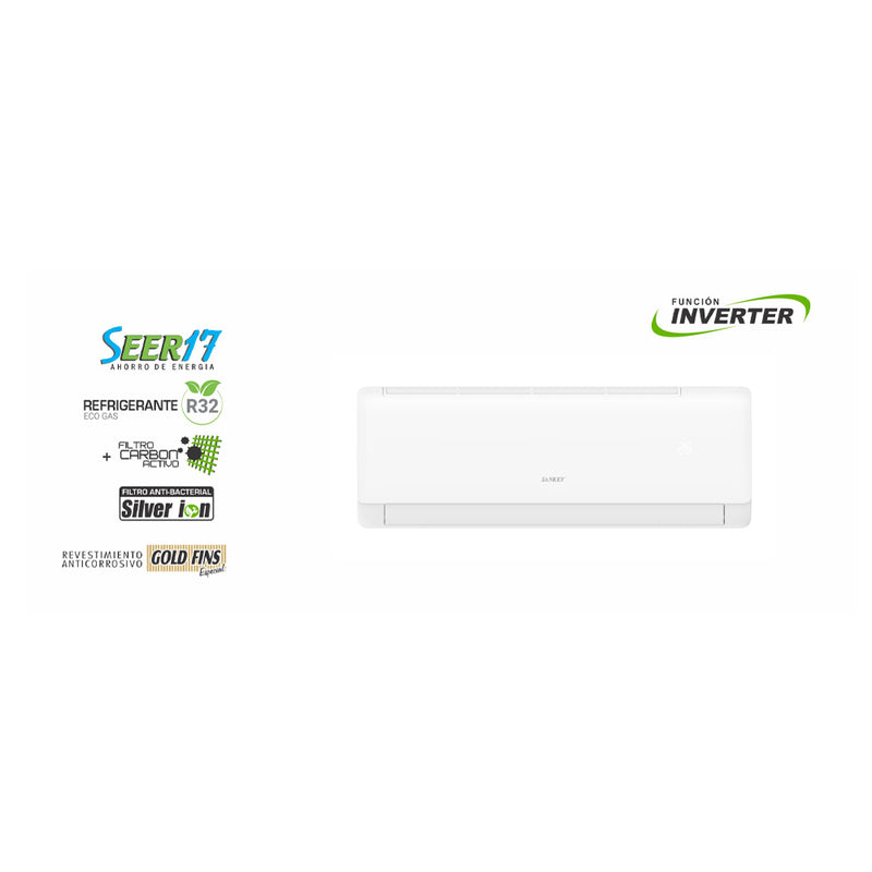 Sankey Aire Acondicionado Split Inverter 9,000 BTU | Enfriamiento Supremo | Silver Ion | Filtro de Carbon Activo | 220v