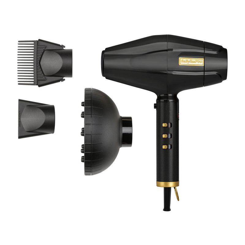 BaBylissPRO BLACKFX Secador de Cabello | Alto Rendimiento | Turbo | Negro