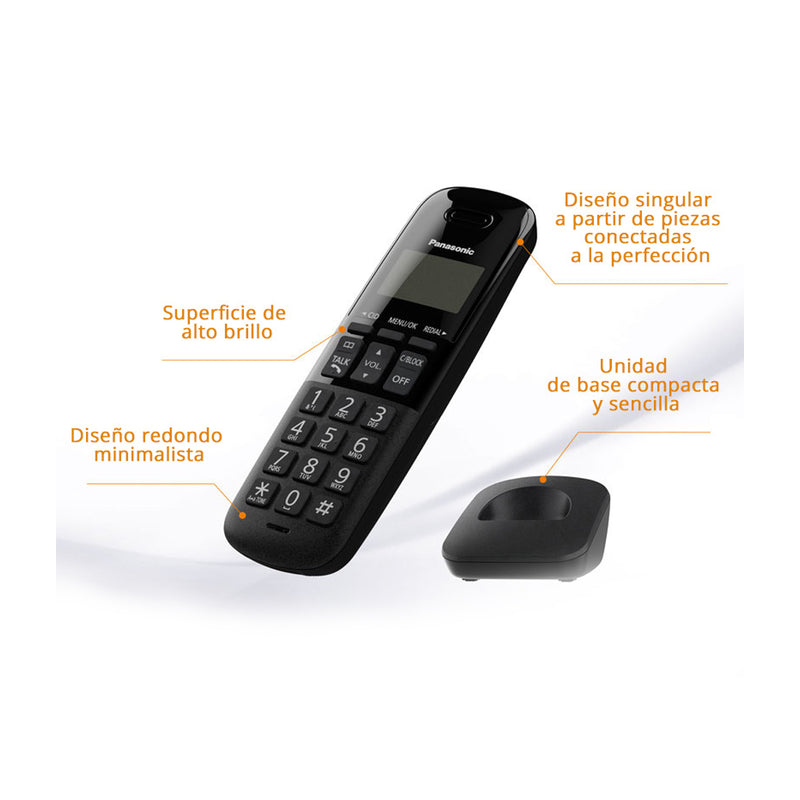 Panasonic Teléfono Inalámbrico de Mesa | Caller ID | 1 Línea | 1 Auricular | Resistente a Impactos | Negro Rojo