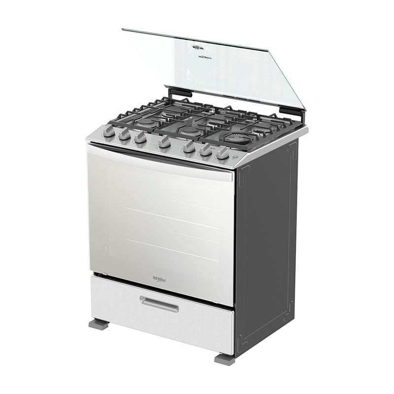 Whirlpool Estufa a Gas de Acero Inoxidable | Xpert Flamma | Xpert Cook | Ever Clean | Tapa | Plancha | 30" | 6 Quemadores