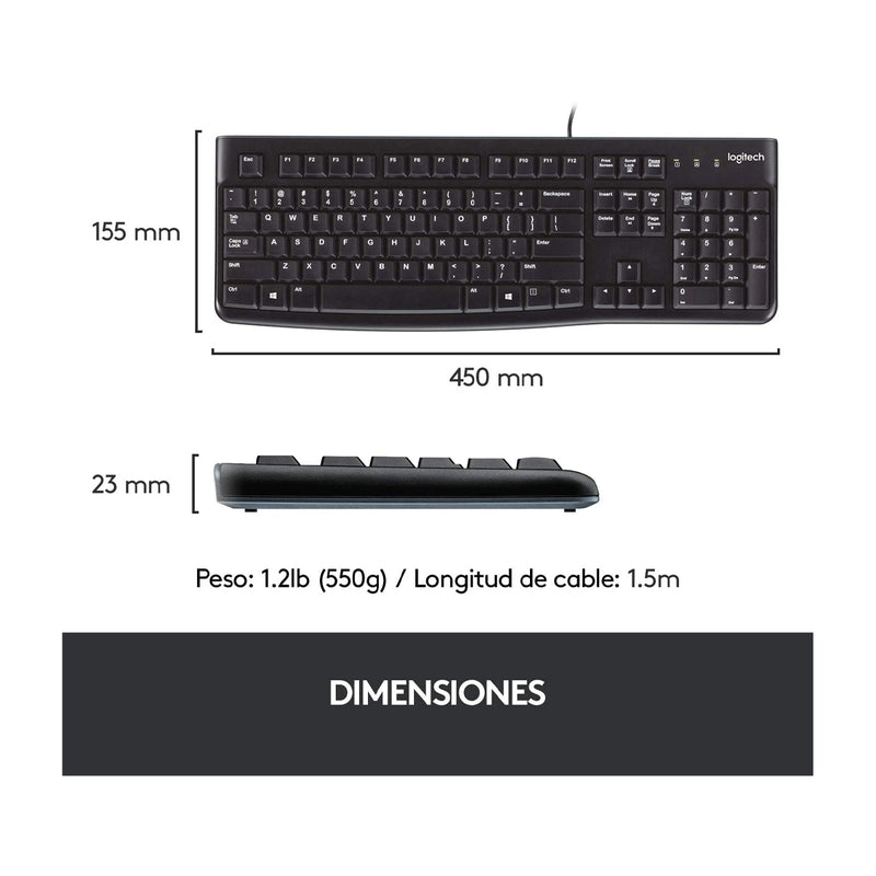 Logitech Teclado & Mouse | Plug & Play | Silencioso