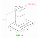 Drija Prisma Isla 90 Extractor de Grasa | Tipo Isla | 3 Velocidades | 2 Filtros de Carbón | 2 Filtros de Aluminio | 500m3/H