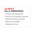 Sankey Olla Arrocera de 7.5L | Manijas Frescas al Tacto | Tapa Inoxidable | Interior Antiadherente | Blanco