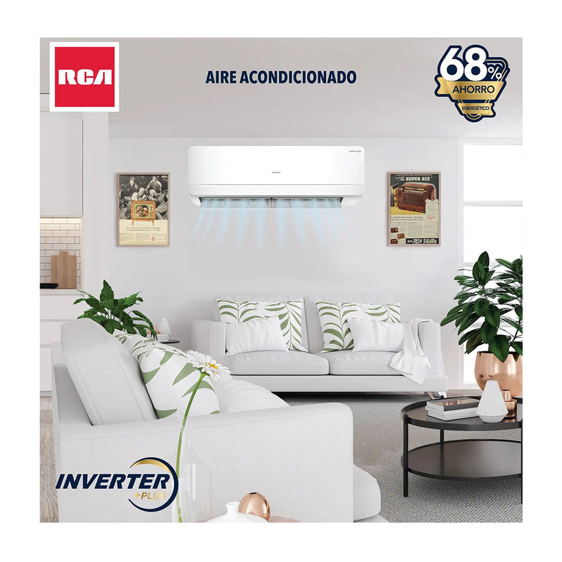 RCA Aire Acondicionado Split Inverter +Plus 24,000 BTU | WiFi | Bluetooth | Compatible con Google Assistant & Amazon Alexa | Función Health | Hasta 68% de Ahorro | 220V