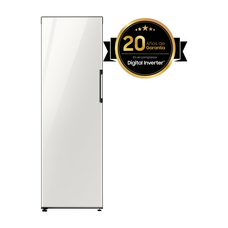 Samsung BESPOKE Congelador Vertical de 1 Puerta Digital Inverter | Modulos Personalizables | All Around Cooling | Power Freeze | Slim Ice Maker | 11.4p3 | Clean White