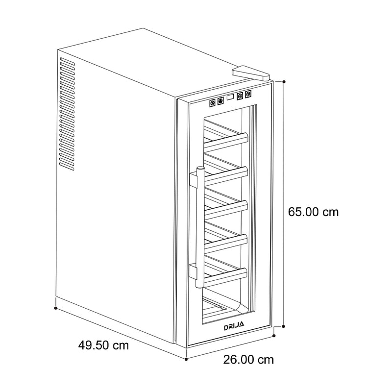 Drija Savignon 12 Vinera Termoeléctrica de 12 Botellas | Rejillas de Madera Deslizables