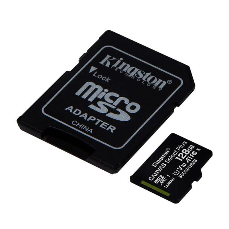 Kingston Memoria Micro SD de 128GB + Adaptador | UHS-I | V10 | U1 | Clase 10 | 100MB/s