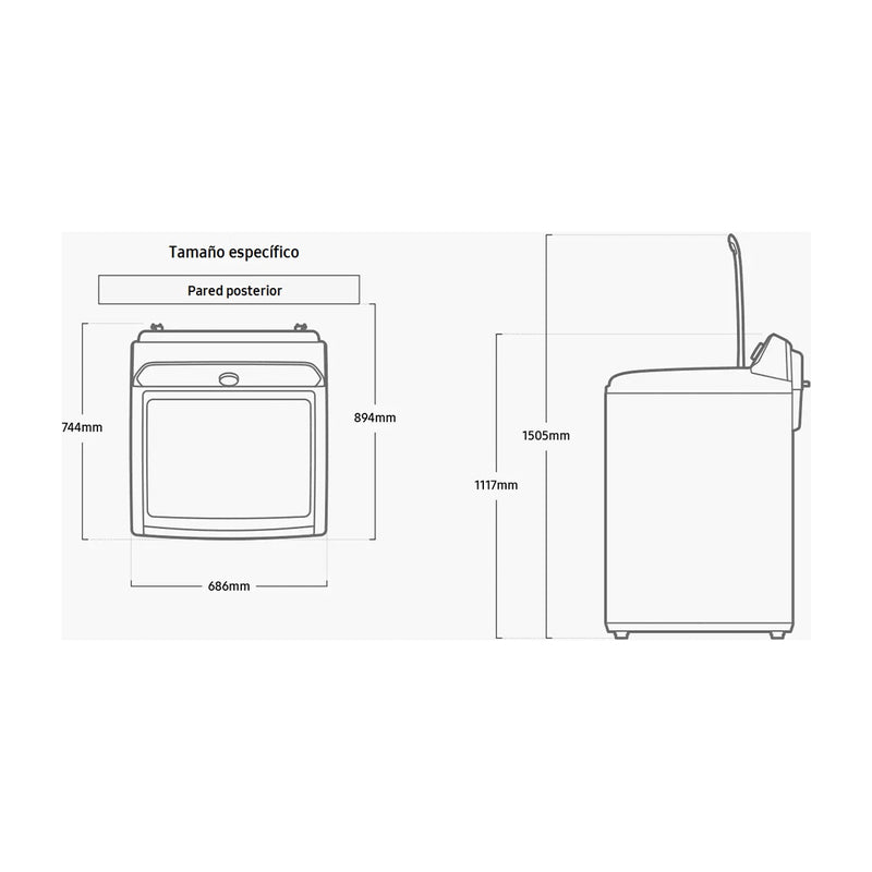 Samsung Lavadora Automática Digital Inverter de Carga Superior | Aqua Saving | Magic Filter | 19kg | Gris