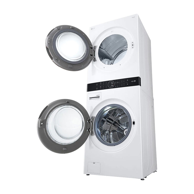 LG WashTower Torre de Lavado a Gas Inverter Direct Drive de Carga Frontal | AI DD | AI Sensor Dry | AI ThinQ | 22kg | Blanco